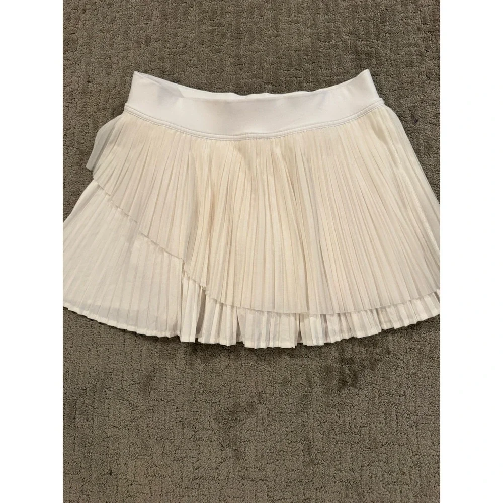 Lululemon Tiered Pleated HR Tennis Skirt White Athletic Skort 10 (G1)